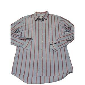 Vintage Lacoste Shirt Mens Size 42 Button Up Striped Made In Hong Kong Y2k Top
